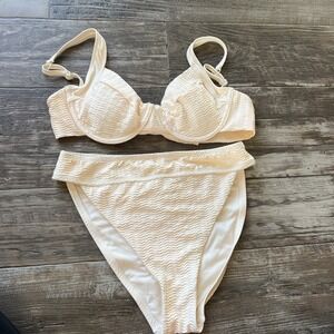 Sanctuary Cream Textured Underwire One-Piece Style Swim